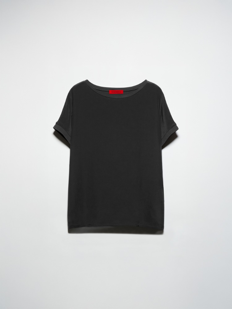 Silk twill scarf, red | MAX&Co. Silk and jersey T-shirt - BLACK - MAX&Co.